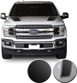 img 4 attached to 🖤 Metallic Matte Chrome Black Overlay Wrap Vinyl Graphic Decal - Fits F-150 2015-2020 - Front Outlined Hood Stripes