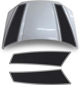 img 3 attached to 🖤 Metallic Matte Chrome Black Overlay Wrap Vinyl Graphic Decal - Fits F-150 2015-2020 - Front Outlined Hood Stripes