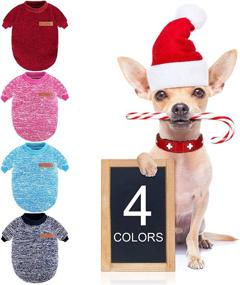 img 1 attached to 🐾 Cozy Winter Pet Clothes: 4-Piece Dog Sweater Outfit for Small Dogs, Puppies, and Kittens - Wine Red, Light Blue, Rose Red, Navy Blue