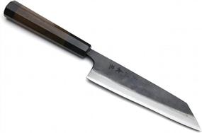 img 4 attached to Yoshihiro Mizu Yaki Blue High Carbon Steel #1 Black Forged Petty Kiritsuke Japanese Utility Knife Shitan Handle (6'' (150Mm) & No Saya)