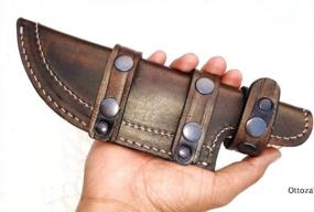 img 4 attached to Handcrafted Leather Knife Sheath For Right-Handed Tracker, Bushcraft, Hunting, And Survival Knives - Horizontal Carrying Style In Top Grain Dark Brown Leather - Ottoza No. 99