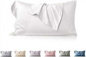 img 1 attached to Premium Mulberry Silk Pillowcase - 30 Momme Pure Silk for Hair & Skin | 100% Mulberry Silk, Dual Sided, 600 Thread Count (Queen, White)