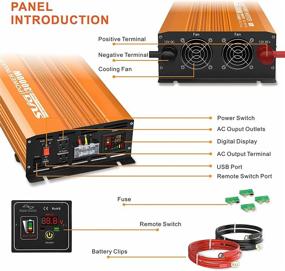 img 1 attached to 🔌 Sug 3000W(Peak 6000W) Power Inverter Pure Sine Wave DC 12V to AC 110V 120V Converter with Remote Control Backup Power Supply for RV, Home, and Car Use