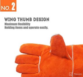 img 2 attached to 🔥 Durable QeeLink Welding Gloves: Heat & Wear Resistant Leather with Fireproof Stitching - Ideal for Welders, Fireplace, BBQ, and Gardening