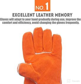 img 3 attached to 🔥 Durable QeeLink Welding Gloves: Heat & Wear Resistant Leather with Fireproof Stitching - Ideal for Welders, Fireplace, BBQ, and Gardening