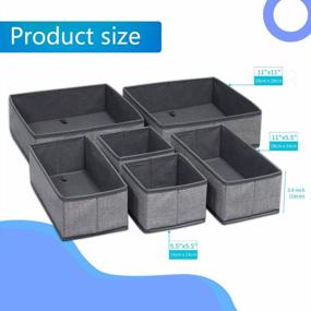 img 3 attached to Onlyeasy Foldable Cloth Storage Box Closet Dresser Drawer Organizer Cube Basket Bins Containers Divider With Drawers For Scarves, Underwear, Bras, Socks, Ties, 6 Pack, Linen-Like Grey, MXDCB6P