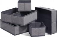 onlyeasy foldable cloth storage box closet dresser drawer organizer cube basket bins containers divider with drawers for scarves, underwear, bras, socks, ties, 6 pack, linen-like grey, mxdcb6p логотип