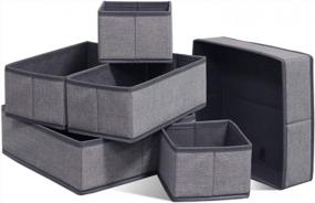 img 4 attached to Onlyeasy Foldable Cloth Storage Box Closet Dresser Drawer Organizer Cube Basket Bins Containers Divider With Drawers For Scarves, Underwear, Bras, Socks, Ties, 6 Pack, Linen-Like Grey, MXDCB6P