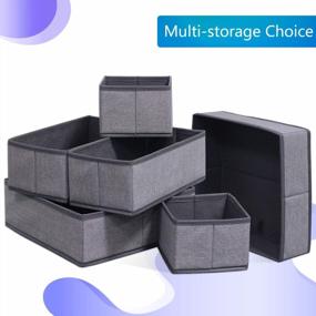 img 2 attached to Onlyeasy Foldable Cloth Storage Box Closet Dresser Drawer Organizer Cube Basket Bins Containers Divider With Drawers For Scarves, Underwear, Bras, Socks, Ties, 6 Pack, Linen-Like Grey, MXDCB6P