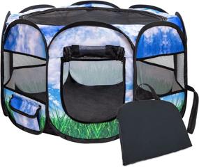 img 4 attached to EXPAWLORER Portable Pet Playpen Travelling