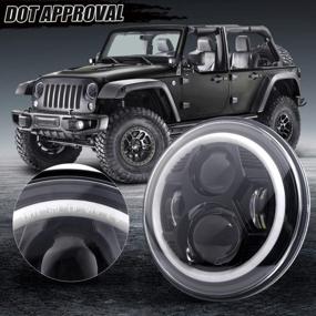 img 2 attached to AUDEXEN 7 Inch Led Headlights With DRL Halo Ring / High Beam / Low Beam Compatible With Jeep Wrangler JK LJ CJ TJ 1997-2018 DOT Approved 7" Round Headlight (Black)