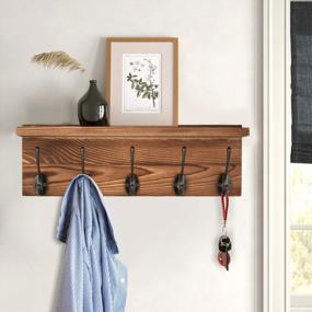 img 3 attached to Organize Your Space With Rustic Homode Wall Mounted Coat Rack With Storage Shelf And 5 Pegs