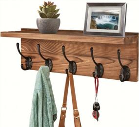 img 1 attached to Organize Your Space With Rustic Homode Wall Mounted Coat Rack With Storage Shelf And 5 Pegs