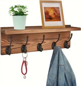 img 4 attached to Organize Your Space With Rustic Homode Wall Mounted Coat Rack With Storage Shelf And 5 Pegs