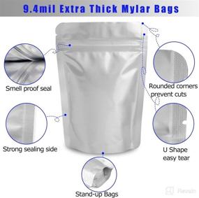 img 3 attached to Enhanced 1 QUART Mylar Bags: 60-Pack for Long Term Food Storage | Thick, Standable & Resealable 7''x10'' Ziplock Bags | Food Grade Packaging Solution