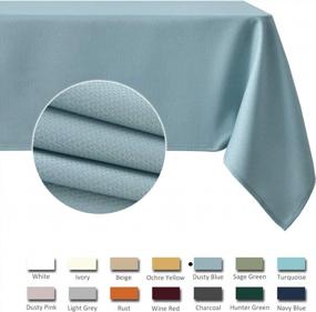img 2 attached to Maxmill Textured Rectangle Tablecloth Water Resistant Wrinkle Free Spill-Proof, Soft Jacquard Table Cloth For Banquet Parties Event Holiday Dinner, Indoor And Outdoor Use, 60 X 84 Inch, Dusty Blue