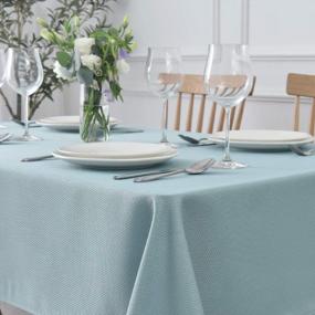 img 3 attached to Maxmill Textured Rectangle Tablecloth Water Resistant Wrinkle Free Spill-Proof, Soft Jacquard Table Cloth For Banquet Parties Event Holiday Dinner, Indoor And Outdoor Use, 60 X 84 Inch, Dusty Blue