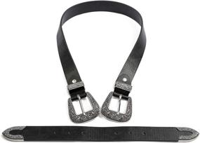 img 2 attached to 👩 Women's Western Style Double Black Leather Belts - Vintage Accessories