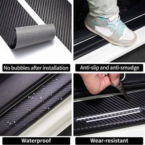 img 1 attached to 🐸 Hangoo 4pcs Carbon Fiber Car Door Sill Plate Protectors for Puerto Rico Coqui, Boricua Coqui Car Accessories, Reflective Sticker Decorative Door Entry Guard Threshold Scratch Pad Film