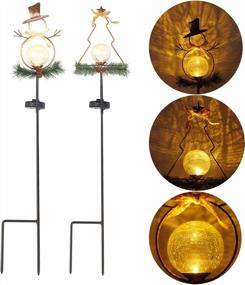 img 3 attached to Set Of 2 Solar-Powered Snowman Stake Lights With Warm White LED Lights And Glass Globe For Outdoor Christmas Decoration - 32 Inches, Ideal For Yard, Garden, And Pathways