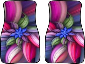 img 4 attached to Belidome 2 Pieces Pink Purple Abstract Flower Car Front Carpet Floor Mat For Women
