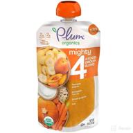 🍼 plum organics mighty 4 baby food pouch, 6 pack - banana, peach, pumpkin, carrot, greek yogurt and oat, 4oz squeeze pouches - organic food for babies, kids, toddlers logo