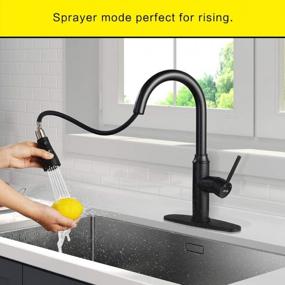 img 1 attached to Upgrade Your Kitchen With Arofa A01BY: Matte Black Single Handle Pull Down Faucet With Sprayer