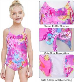 img 2 attached to MHJY Girls One Pieces Ruffle Swimsuit: Cross Back Beachwear Bathing Suits For Summer Fun!