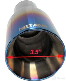 img 3 attached to 🔵 NETAMI NT-2379 Stainless Steel Double Wall Exhaust Tip with Blue Burnt Finish - Weld-on