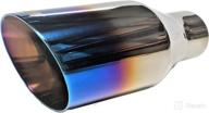 🔵 netami nt-2379 stainless steel double wall exhaust tip with blue burnt finish - weld-on logo