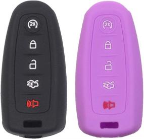 img 3 attached to 🔑 Btopars 2pcs 5 Buttons Smart Key Fob Silicone Case Cover Protector Holder Jacket for Ford CMAX Escape Focus Edge Expedition Explorer Flex Taurus - Black & Purple