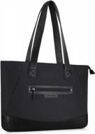 сумка для ноутбука mosiso (17-17,3 дюйма) - легкая сумка для работы, путешествий и покупок для женщин из пу и полиэстера с отделением для ноутбука - совместима с macbook, ноутбуками и ультрабуками - черный логотип