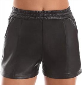 img 2 attached to Women'S Faux Leather Shorts With Elastic Waist And Pockets - Comfortable Loose Fit By Everbellus