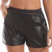 women's faux leather shorts with elastic waist and pockets - comfortable loose fit by everbellus logo
