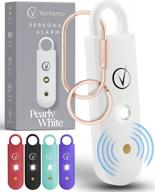 rechargeable personal safety alarm keychain with low battery notice and strobe light - extra loud double speakers - pearly white (vantamo) логотип