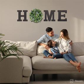 img 1 attached to 🏡 Farmhouse Wooden Hanging Letters Home Sign with Wreath Artificial for Entryway Wall Decor: Perfect Housewarming Gift