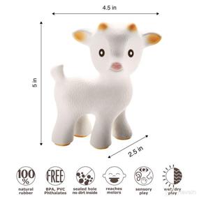 img 2 attached to 🐐 caaocho Pure Natural Rubber Baby Teether Toy - Sola The Goat: Textured, Hole-Free, BPA-Free Teething Toy for Sensory Play and Soothing Molars