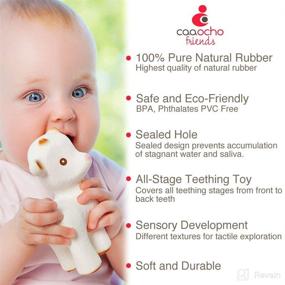 img 3 attached to 🐐 caaocho Pure Natural Rubber Baby Teether Toy - Sola The Goat: Textured, Hole-Free, BPA-Free Teething Toy for Sensory Play and Soothing Molars