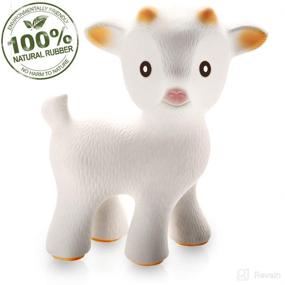 img 4 attached to 🐐 caaocho Pure Natural Rubber Baby Teether Toy - Sola The Goat: Textured, Hole-Free, BPA-Free Teething Toy for Sensory Play and Soothing Molars