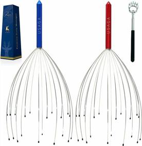 img 4 attached to 2-Pack Updated Head Massagers For Stress Relief - USAGA Handheld Head Scratcher, Scalp And Body Massage Whisk, 20 Finger Head Massager - Perfect Gift