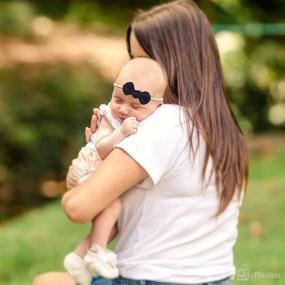 img 2 attached to 🍁 Fall Colored Baby Girl Headbands and Bows - Mustard, Navy, and Red Nylon Headband for Newborn, Toddler, and Infant Girls