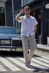 img 2 attached to Stay Cool And Stylish With ZIOLOMA'S Summer Linen Mens Casual Pants With Elastic Waist And Drawstring