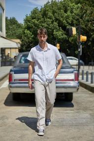 img 3 attached to Stay Cool And Stylish With ZIOLOMA'S Summer Linen Mens Casual Pants With Elastic Waist And Drawstring
