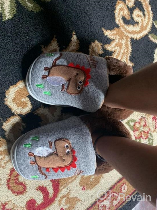 img 1 attached to 🦖 Dinosaur Slippers for Boys' Winter Bedroom - Comfortable Memory Shoes review by Russell Smith