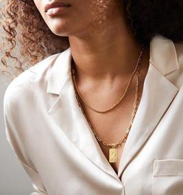 img 3 attached to Chic & Stylish: Women'S 14K Gold Plated Paperclip Chain Necklace & Bracelet Set By SOVESI