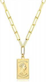img 4 attached to Chic & Stylish: Women'S 14K Gold Plated Paperclip Chain Necklace & Bracelet Set By SOVESI
