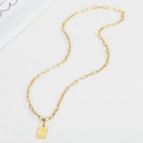 img 1 attached to Chic & Stylish: Women'S 14K Gold Plated Paperclip Chain Necklace & Bracelet Set By SOVESI