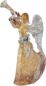 img 2 attached to Предварительно освещенное 5-футовое новогоднее украшение ангела с трубой и разноцветными огнями - BrylaneHome