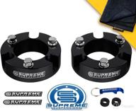 🚀 enhance your toyota tacoma with supreme suspensions front leveling kit - perfect fit for 2005-2022 2wd and 4wd models - premium t6 billet aluminum strut spacers - sleek black design - bonus microfiber cleaning towel! logo