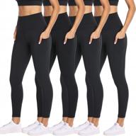 женские леггинсы из 4 комплектов с карманами - штаны для йоги с высокой талией и контролем живота для тренировок и бега reg &amp; plus size логотип